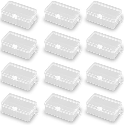 12 Pack Rectangular Clear Plastic Storage Containers with Hanging Ring (2.87 x 1.69 x 1.14 Inch)