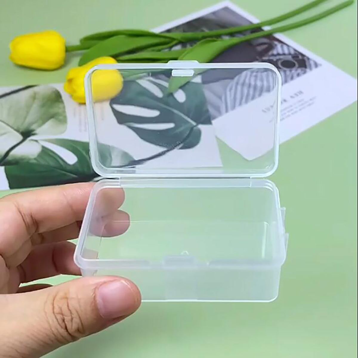 12 Pack Rectangular Clear Plastic Storage Containers with Hanging Ring (2.87 x 1.69 x 1.14 Inch)
