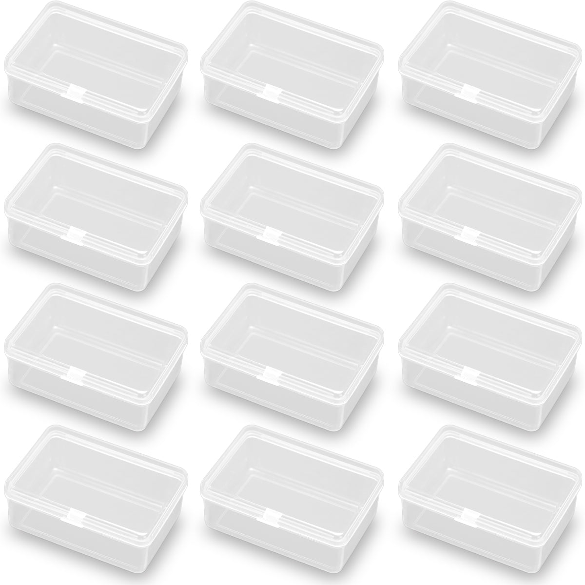 12 Pcs Rectangle Clear Craft  Supply Case (2.99 x 2.05 x1.18 inch)