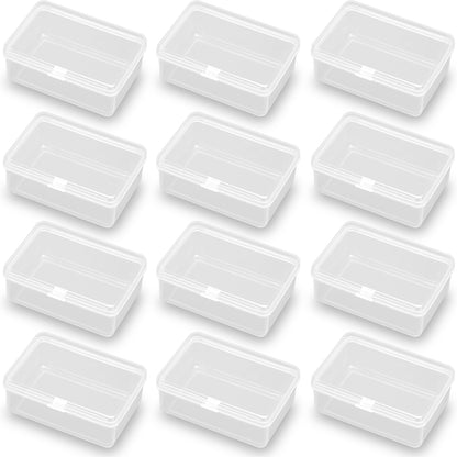 12 Pcs Rectangle Clear Craft  Supply Case (2.99 x 2.05 x1.18 inch)