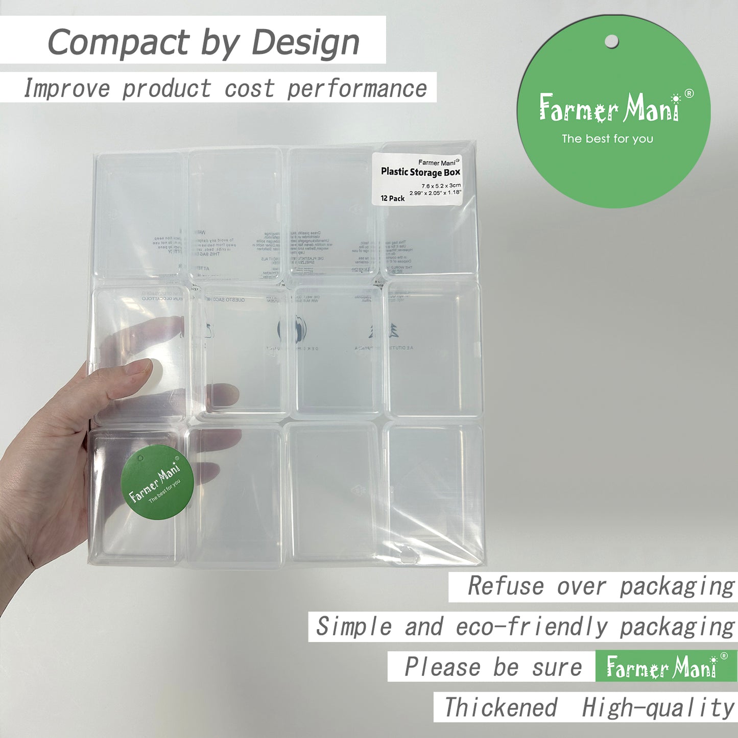 12 Pcs Rectangle Clear Craft  Supply Case (2.99 x 2.05 x1.18 inch)