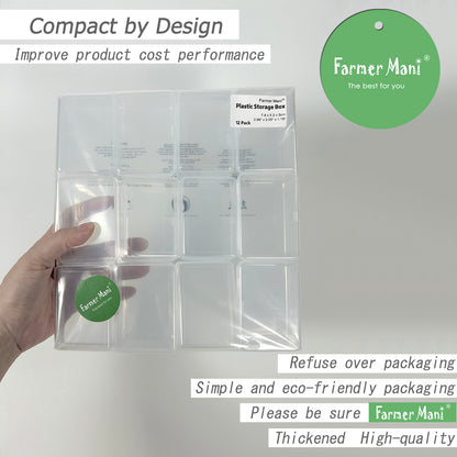 12 Pcs Rectangle Clear Craft  Supply Case (2.99 x 2.05 x1.18 inch)