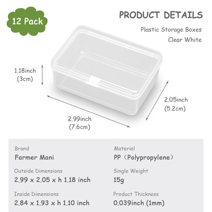 12 Pcs Rectangle Clear Craft  Supply Case (2.99 x 2.05 x1.18 inch)