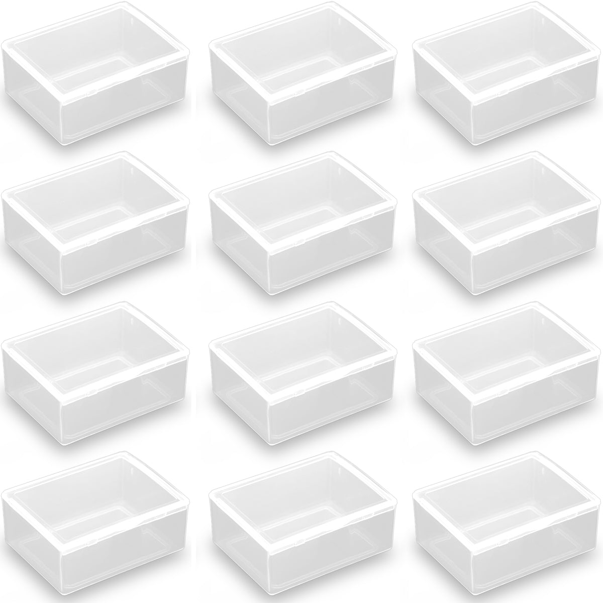 12 Pack Rectangular Mini Plastic Storage Containers (2.17 x 1.69 x 0.87 Inch)