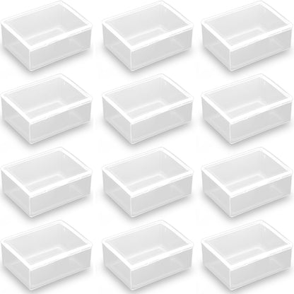 12 Pack Rectangular Mini Plastic Storage Containers (2.17 x 1.69 x 0.87 Inch)