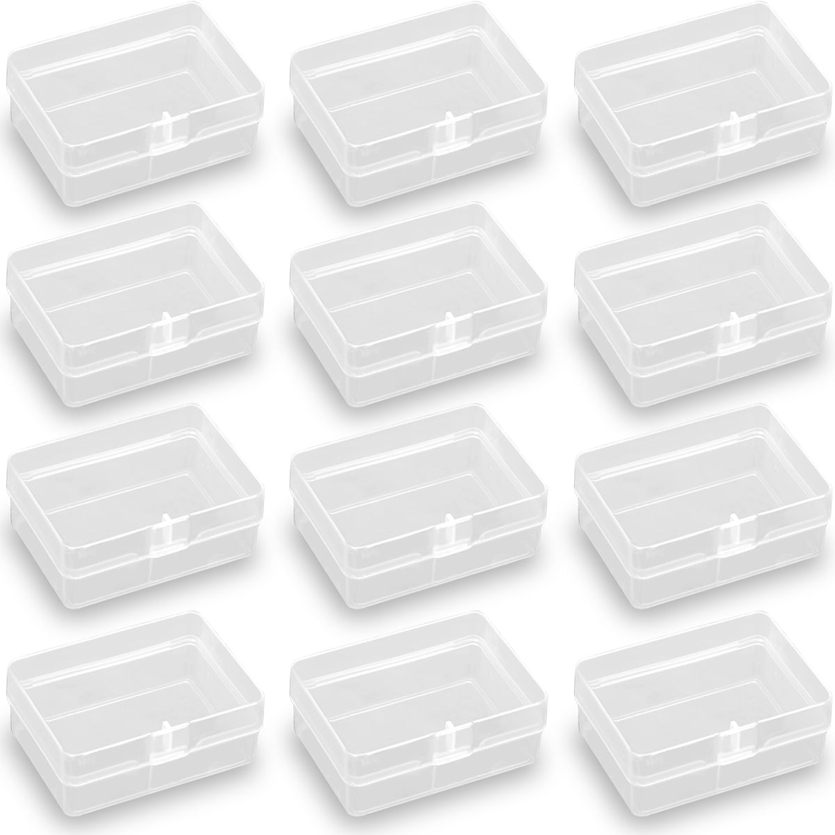 12 PCS Rectangle Plastic Clear Storage Containers Box (2.76 x 1.67 x 1.14 Inch)