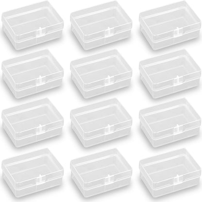 12 PCS Rectangle Plastic Clear Storage Containers Box (2.76 x 1.67 x 1.14 Inch)