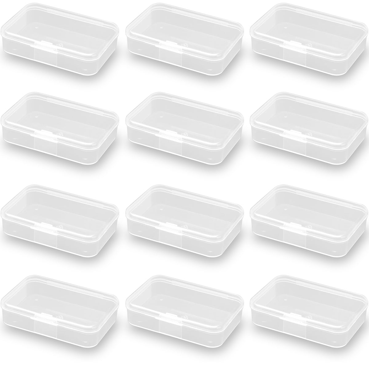 12Pcs Rectangular Mini Plastic Storage Containers (3.46 x 2.28 x 0.79 inch)