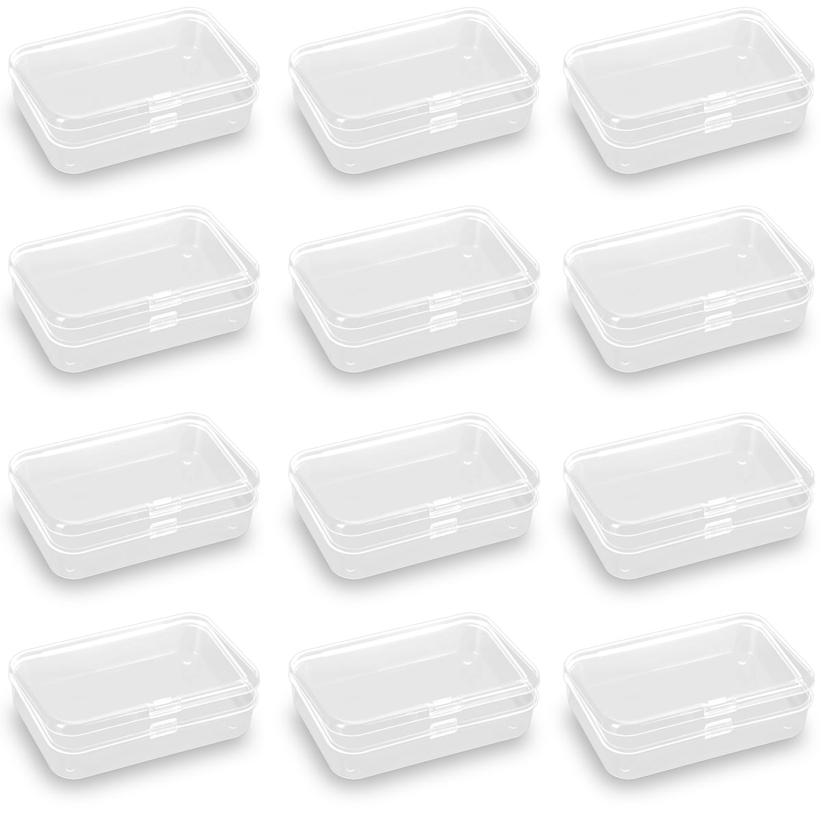 Rectangular Clear Plastic Box Containers (3.46" x 2.36" x 0.83 inch), 12 Pack