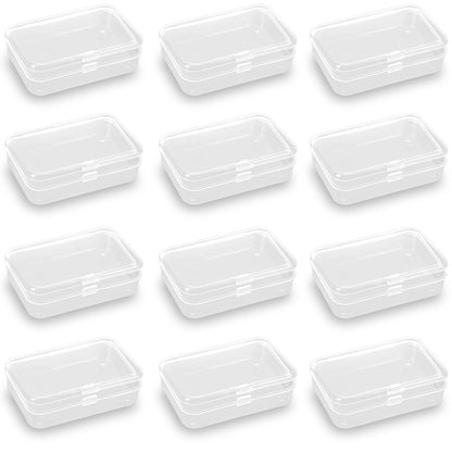 Rectangular Clear Plastic Box Containers (3.46" x 2.36" x 0.83 inch), 12 Pack