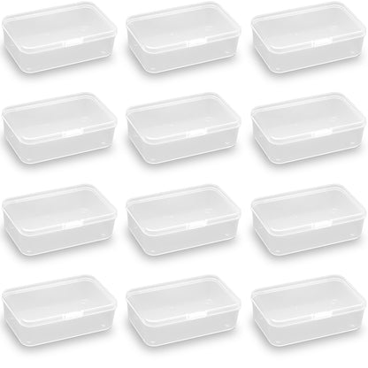 12 pcs Clear Plastic Box Containers (4.65" x 2.84" x 1.38 inch)