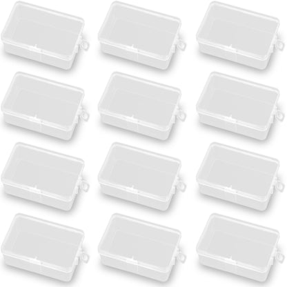 12 Pack Rectangle Plastic Clear Storage Containers Box (3.23 x 2.09 x 1.3 Inch)