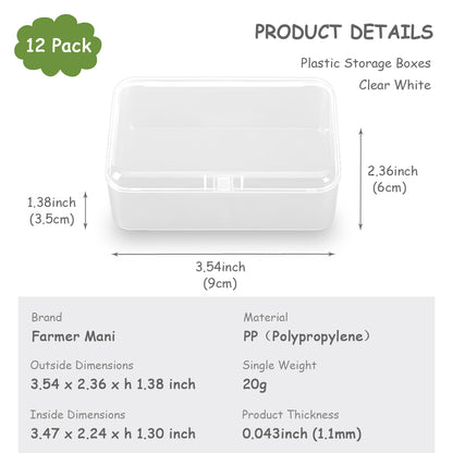 12 Pack Rectangular Clear Plastic Organizer Storage (3.54 x 2.36 x 1.38 inch)
