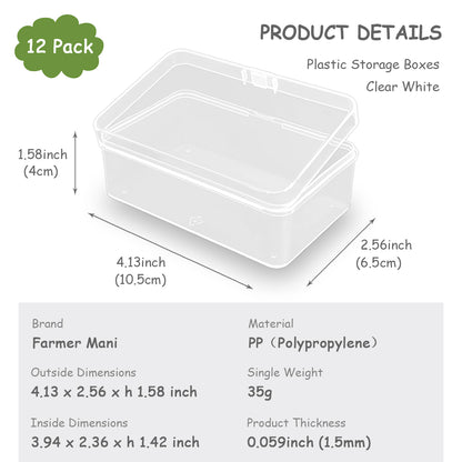 12 Pieces Clear Plastic Beads Storage Containers Box (4.13 x 2.56 x 1.58 Inch)
