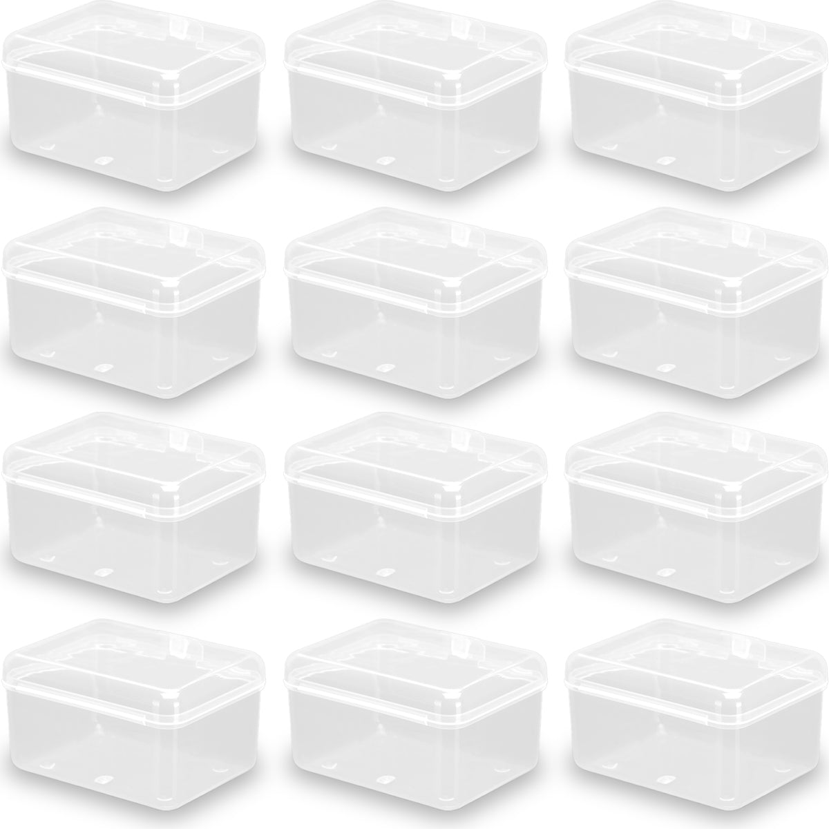 12 Pack Rectangular Clear Plastic Storage Containers (3.23 x 2.44 x 1.85 Inch)