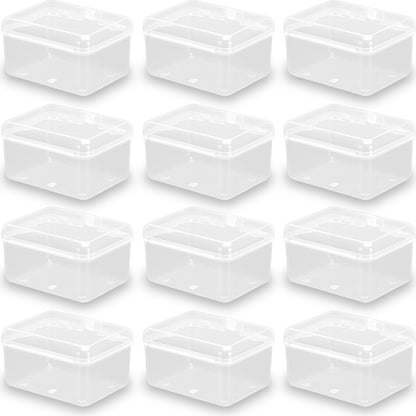 12 Pack Rectangular Clear Plastic Storage Containers (3.23 x 2.44 x 1.85 Inch)