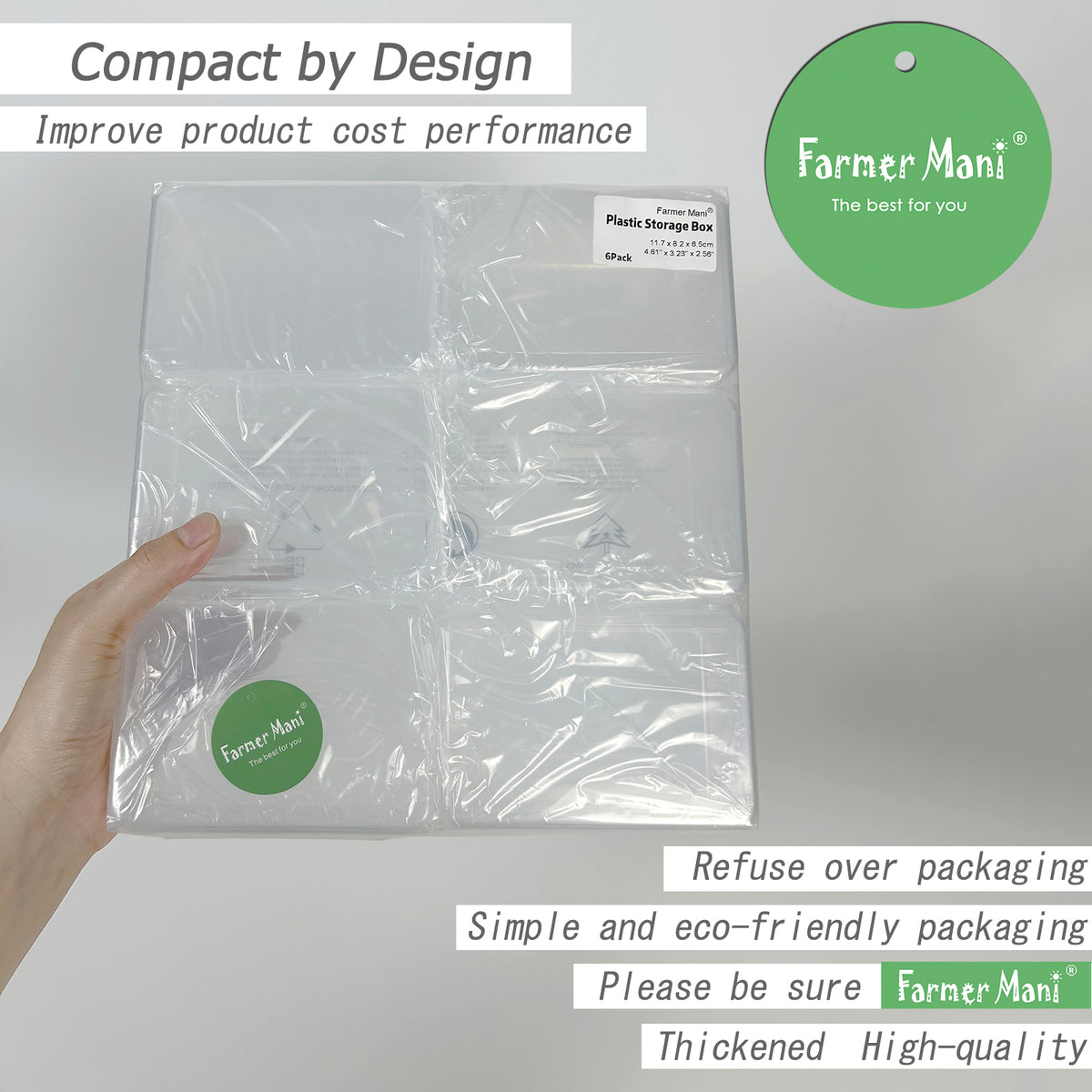 6 Pack Clear Plastic Beads Storage Containers Box (4.61 x 3.23 x 2.56 inch)