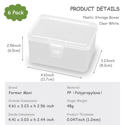 6 Pack Clear Plastic Beads Storage Containers Box (4.61 x 3.23 x 2.56 inch)