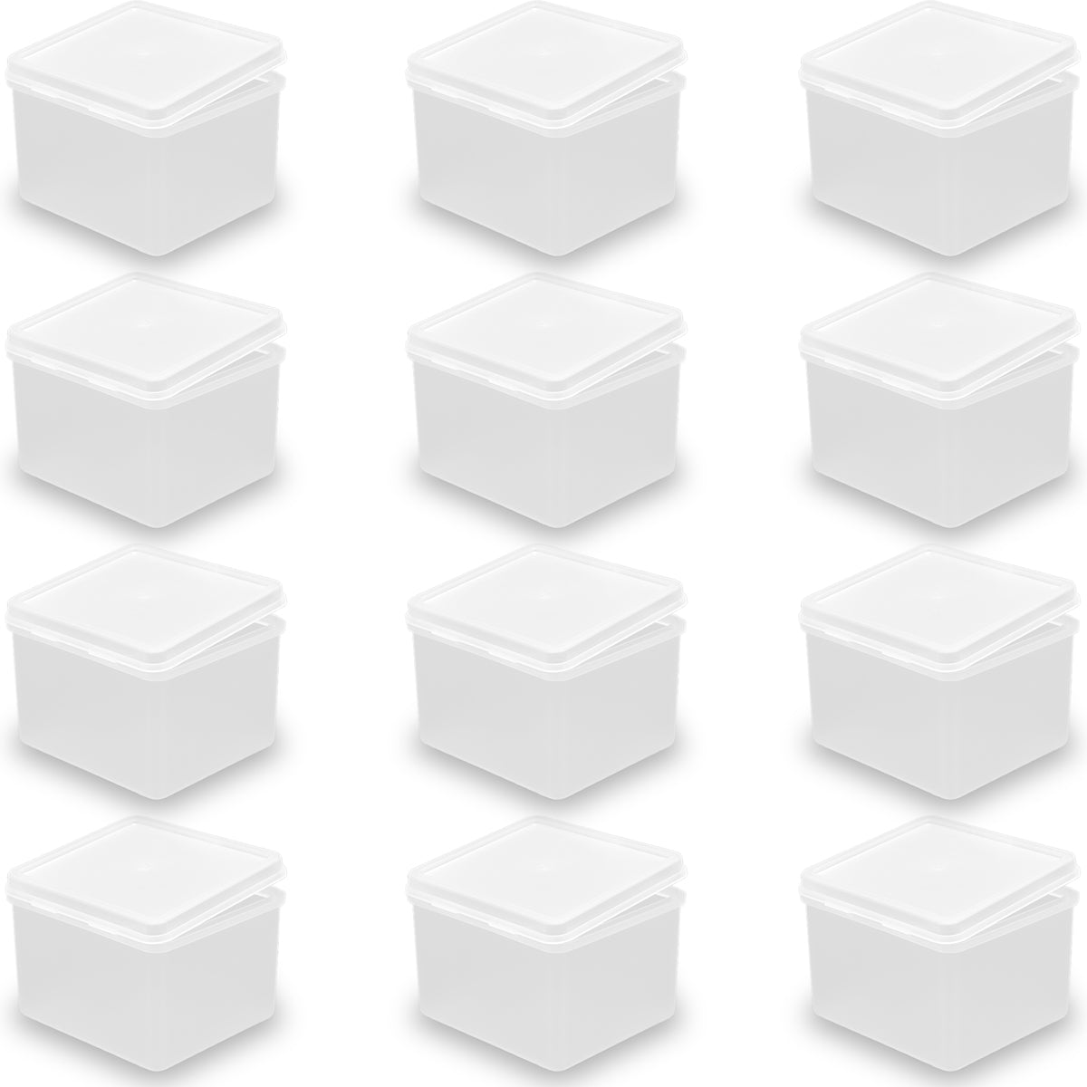 12 Pieces Rectangular Clear Plastic Organizer Storage Box Containers (3.86 x 3.47 x 2.76 Inch)