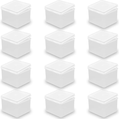 12 Pieces Rectangular Clear Plastic Organizer Storage Box Containers (3.86 x 3.47 x 2.76 Inch)
