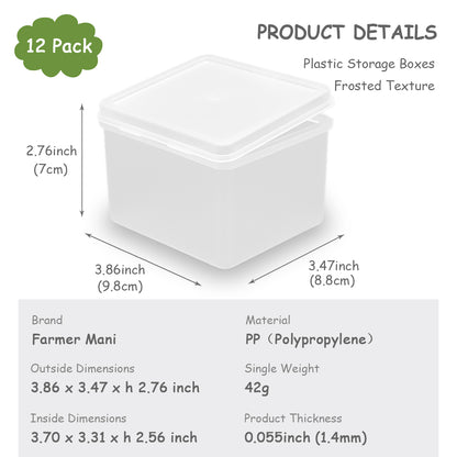 12 Pieces Rectangular Clear Plastic Organizer Storage Box Containers (3.86 x 3.47 x 2.76 Inch)