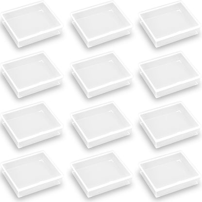 12 Pack Rectangular Clear Plastic Organizer Storage Box Containers (3.98 x 3.35 x 1.06 Inch)