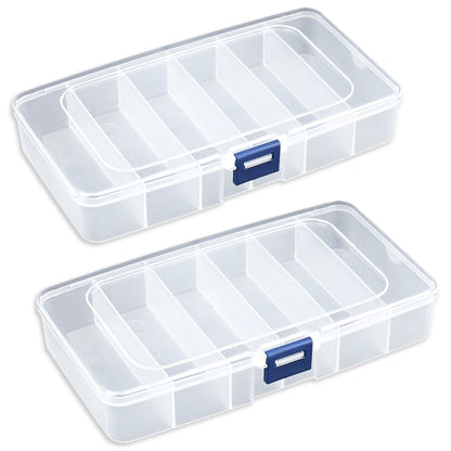 2 PACK Transparent Plastic Bead Organizers (6 Grids)