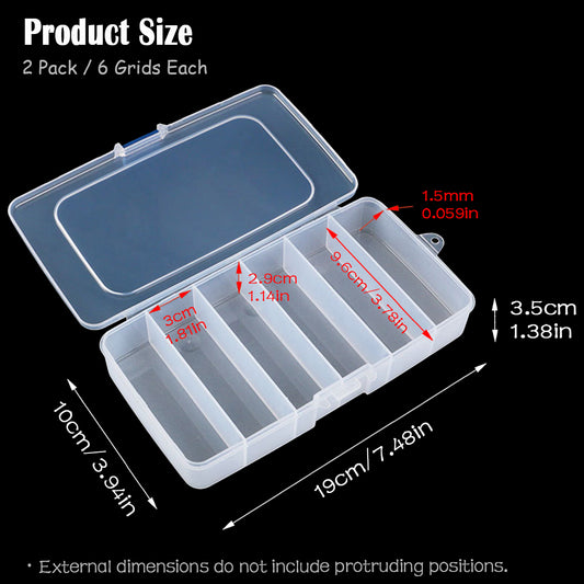 2 PACK Transparent Plastic Bead Organizers (6 Grids)