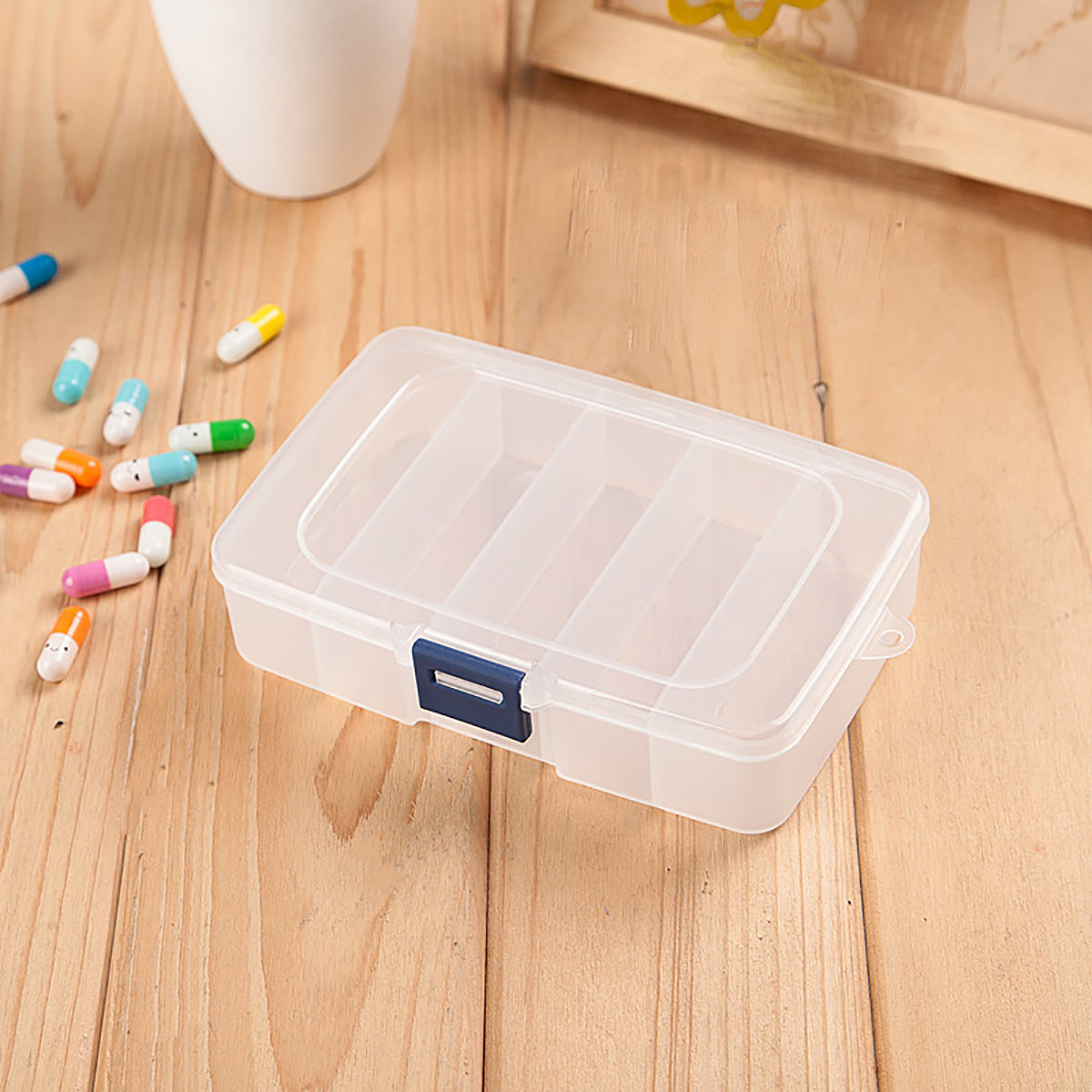 2 Pack Transparent Plastic Bead Organizers (5 Grids)