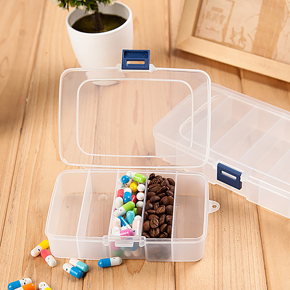 2 Pack Transparent Plastic Bead Organizers (5 Grids)