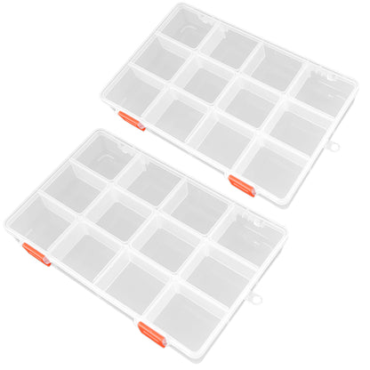 Clear Bead Storage Containers with Adjustable Dividers  (12 Grids-2 Pack)