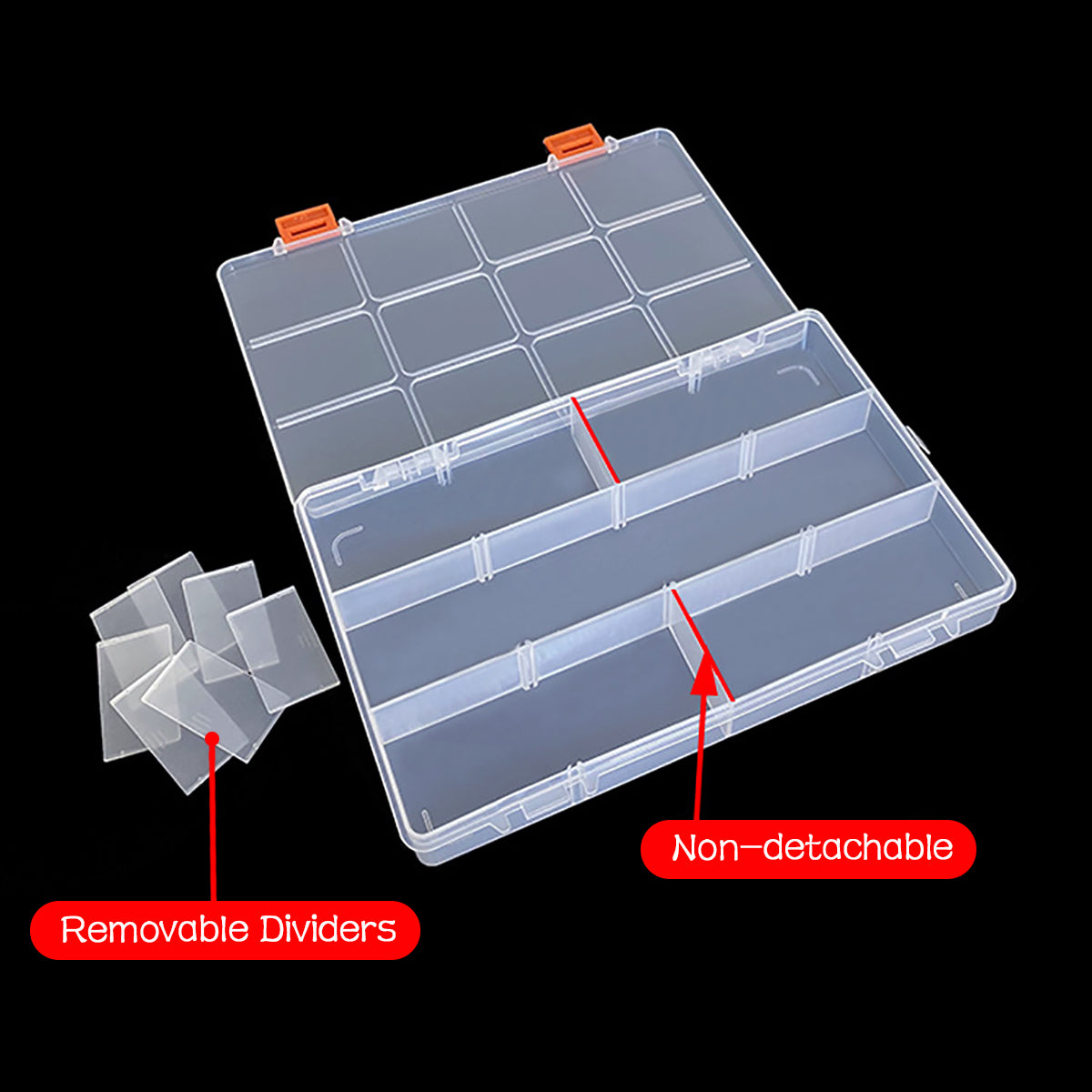 Clear Bead Storage Containers with Adjustable Dividers  (12 Grids-2 Pack)