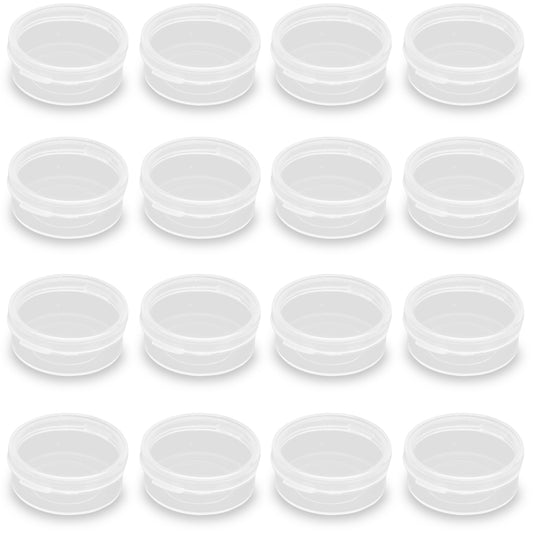 0.034 oz Mini Clear Plastic Round Storage Jars (24 Pack)