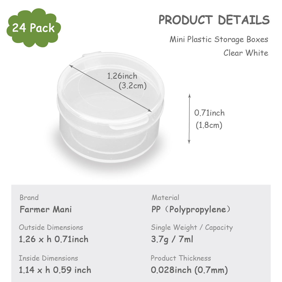 24 PACK Small Transparent Plastic Bead Organizers-0.24 oz