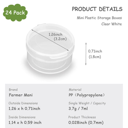 24 PACK Small Transparent Plastic Bead Organizers-0.24 oz