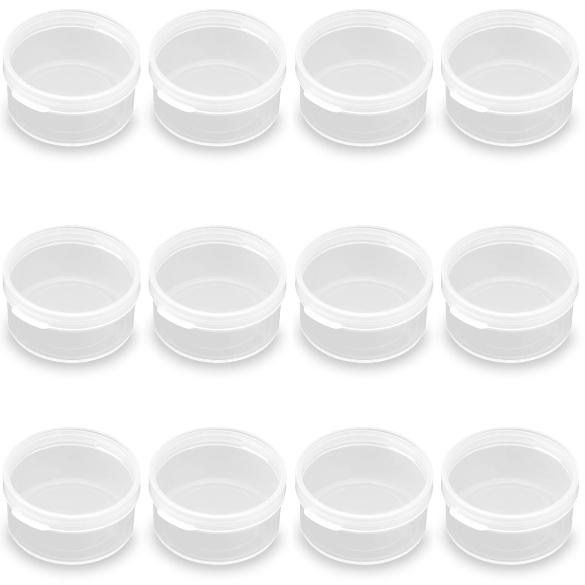 24 Pack Clear Plastic Round Storage Jars (0.67 oz)-D1.65 x H0.87 Inch