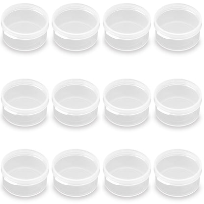 24 Pack Clear Plastic Round Storage Jars (0.67 oz)-D1.65 x H0.87 Inch