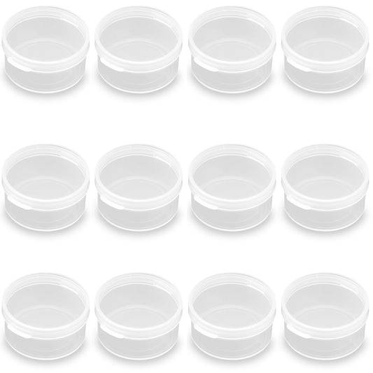 24 Pack Clear Plastic Round Storage Jars (0.67 oz)-D1.65 x H0.87 Inch
