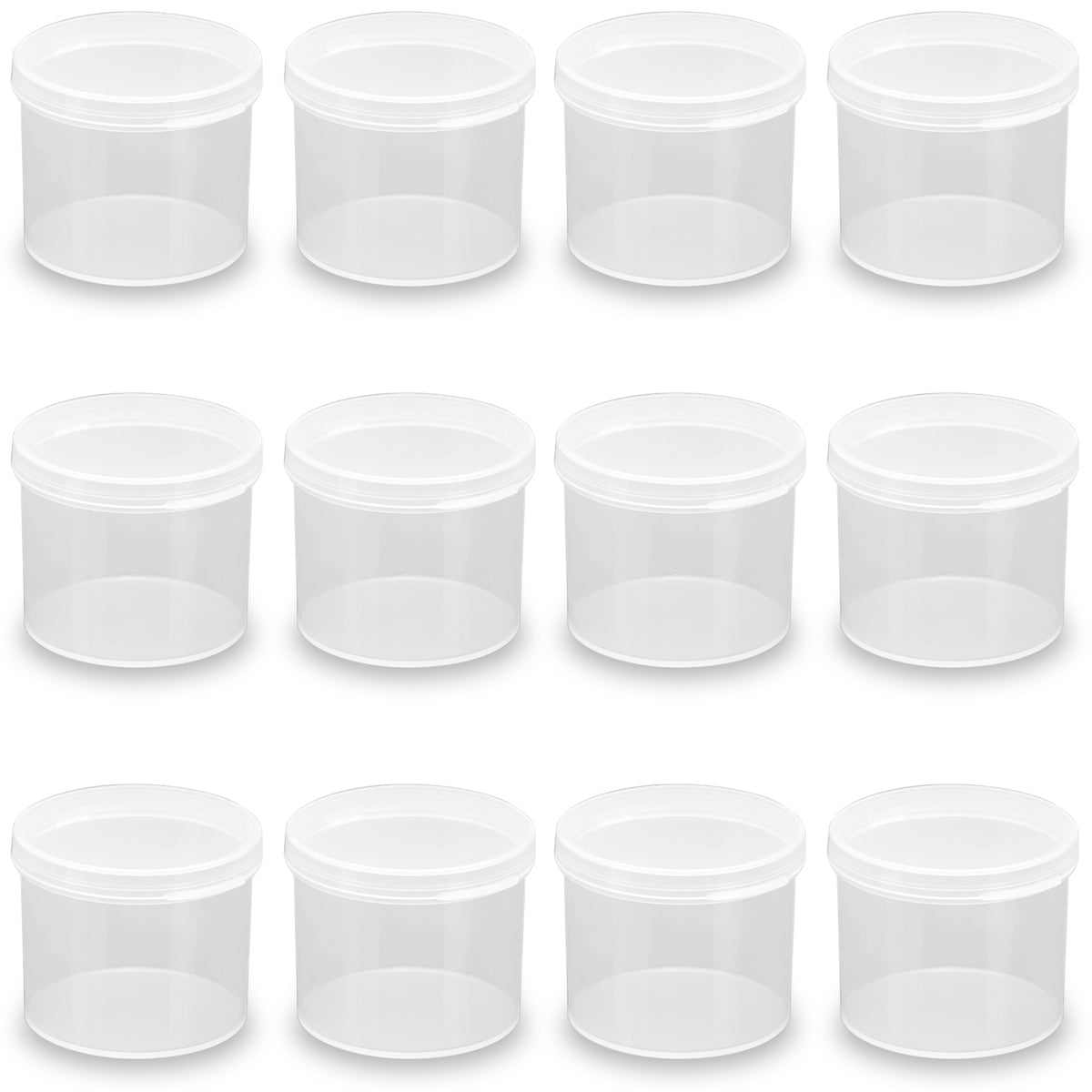 12 pcs Small Round Plastic Containers D1.89 x H1.65 Inch-1.7 oz