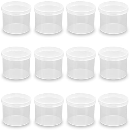 12 pcs Small Round Plastic Containers D1.89 x H1.65 Inch-1.7 oz