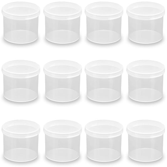 12 pcs Small Round Plastic Containers D1.89 x H1.65 Inch-1.7 oz