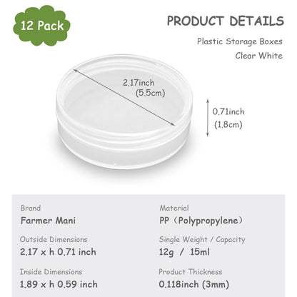 12 Pieces 15ml Mini Plastic Round Containers