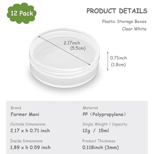 12 Pieces 15ml Mini Plastic Round Containers