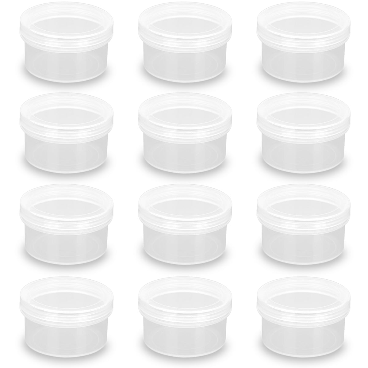 12 Pack 1.01 oz Round Plastic Containers