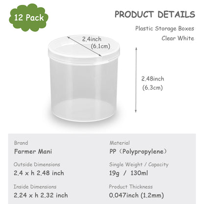 12 Pcs Clear Storage Box Round Organizer