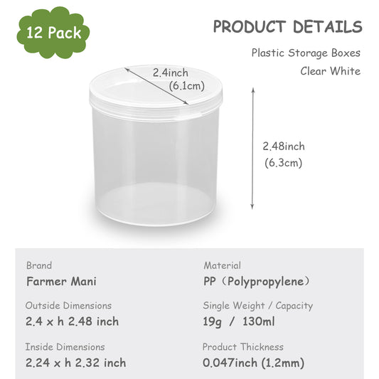 12 Pcs Clear Storage Box Round Organizer