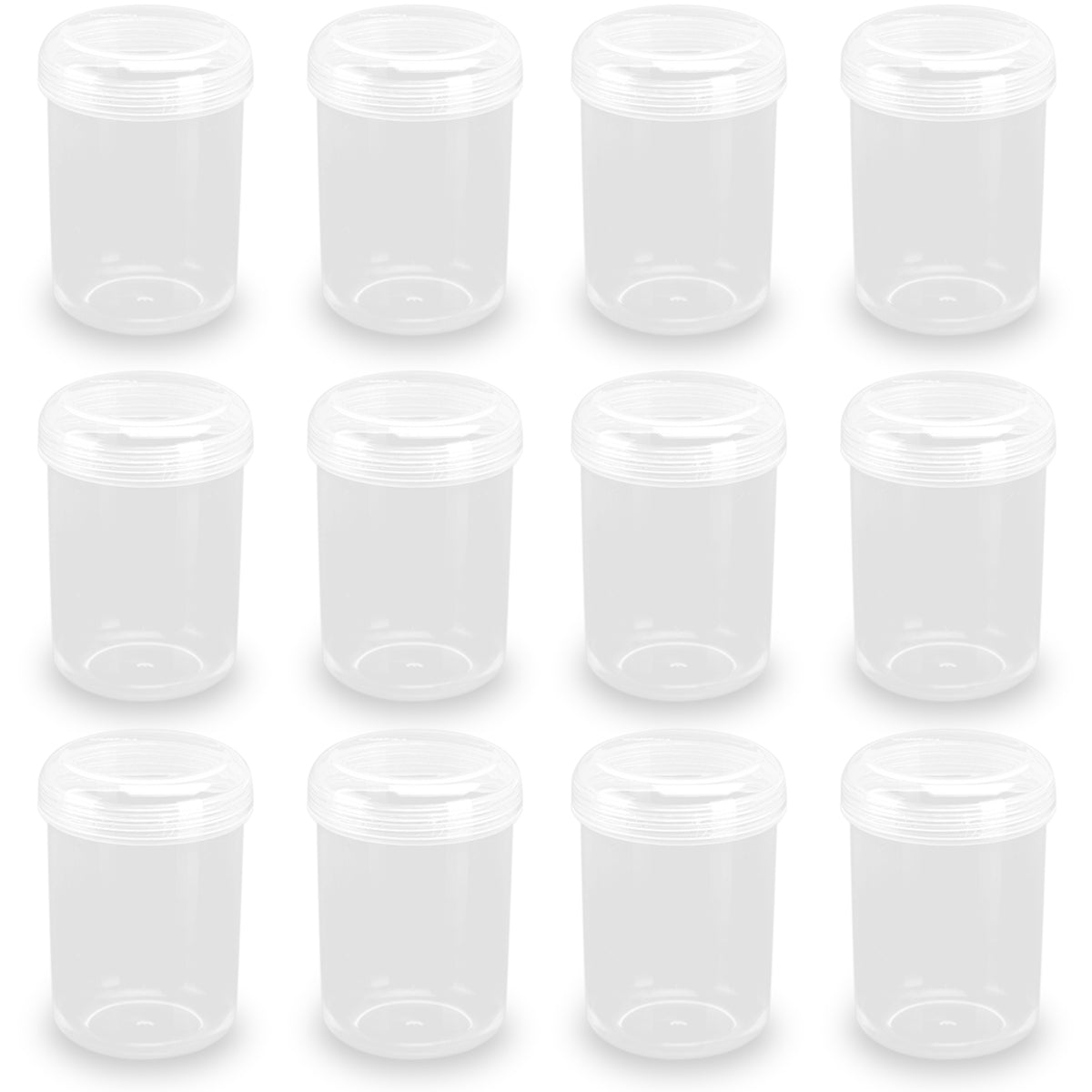 12 Pcs 50ml Clear Plastic Round Beads Storage Containers Box