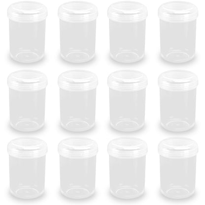 12 Pcs 50ml Clear Plastic Round Beads Storage Containers Box
