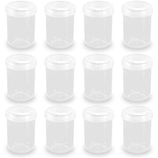 12 Pcs 50ml Clear Plastic Round Beads Storage Containers Box
