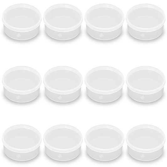 12 Pcs Clear Plastic Round Storage Jars, 1.7 oz D/2.32 x H/1.02 Inch